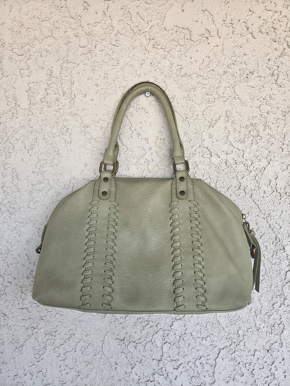 Green Women's Leather Satchel w/ Crossbody Strap